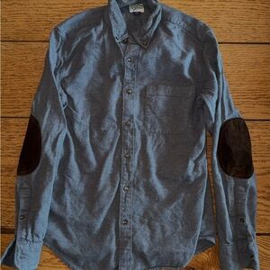 J. Crew Gray Shirt with Brown Elbow Patches